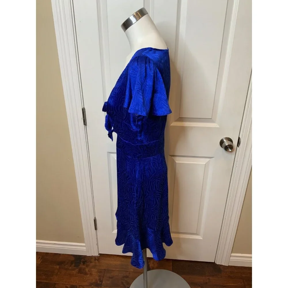 Michael Kors Royal Blue Jacquard Cutout Tie-Front Dress NWT $165, Size 4
